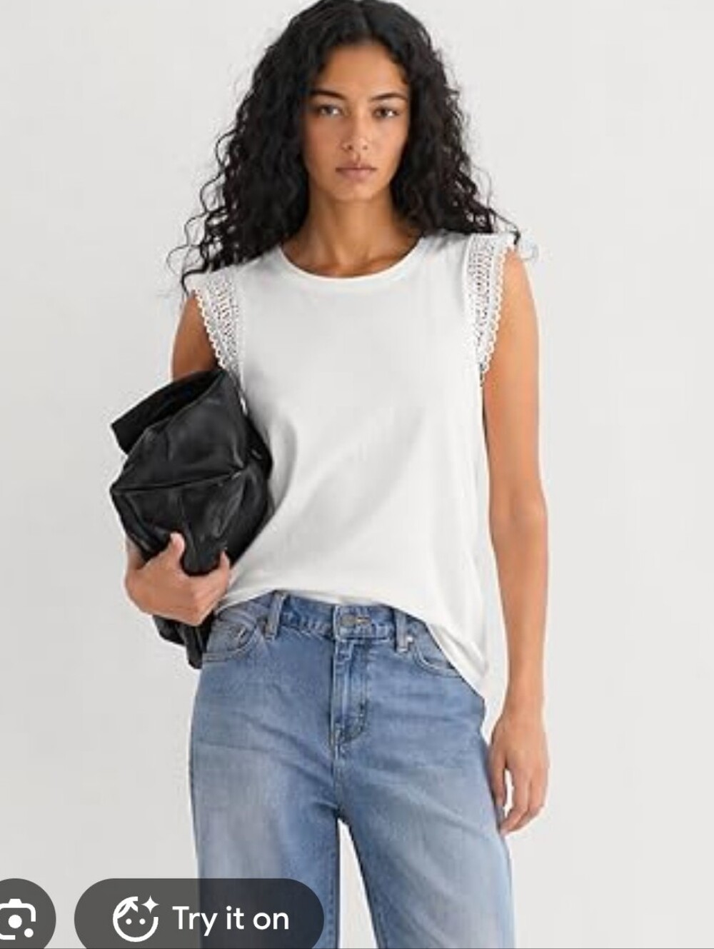 NWT Gap Womens Lace Detail White Tank Top Size Medium